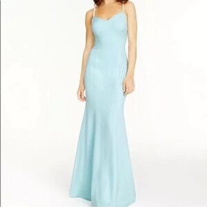 Betsey Johnson x Loren Gray 'Pearl Plunge' Light Aqua Blue Maxi Dress Sz 2 NWT